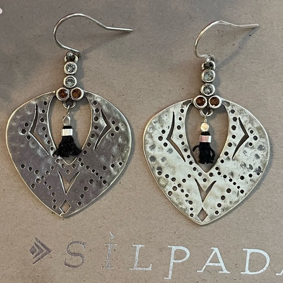 Silpada Sterling Silver Tassel Fringe with Swarovski Crystals Earrings W3382 - Picture 9 of 15